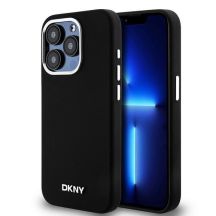 DKNY Liquid Silicone Small Metal Logo MagSafe Case for iPhone 15 Pro - Black