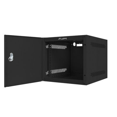 7. LANBERG WALL-MOUNTED RACK CABINET 10" 4U 280X310 BLACK, METAL DOORS (FLAT PACK) WF10-2304-00B