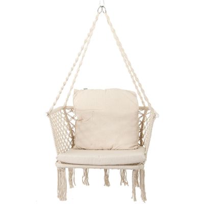 15. OPENWORK HAMMOCK HANGING CHAIR STORK'S NEST 78x64CM ECRU
