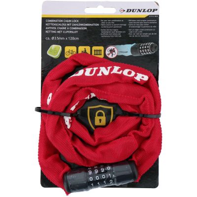 3. DUNLOP BICYCLE LOCK CHAIN WITH CODE 120CM LENGTH - RED