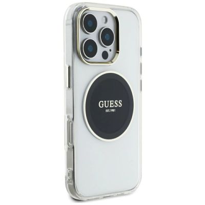 4. Guess IML Metal Colored Circle Classic Logo MagSafe Case for iPhone 16 Pro Max - Black