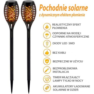 11. TORCH SOLAR LAMP DANCING FLAMES 12 LED SMD 7x7x50CM