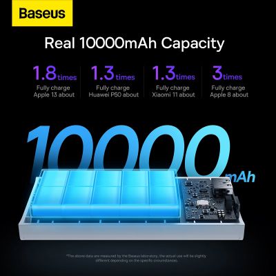 13. Baseus Adaman2 power bank with digital display 2x USB-A / 1x USB-C 10000mAh 30W - white