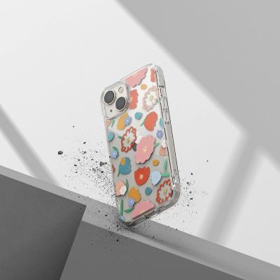 7. Ringke Fusion Design Armored Sleeve Cover with Gel Frame for iPhone 14 Plus transparent (Floral) (FD637E31)