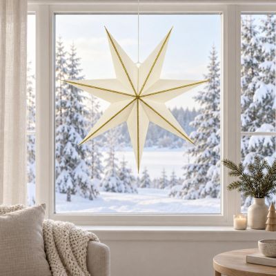 7. DECORATIVE HANGING PAPER STAR FSC 18x60CM WHITE 7 ARMS MICA