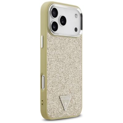 4. Guess Glitter Triangle Logo MagSafe Case for iPhone 17 Pro Max - Gold
