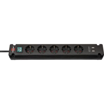 Brennenstuhl Bremounta 3 m power strip 5 x network sockets indoor black