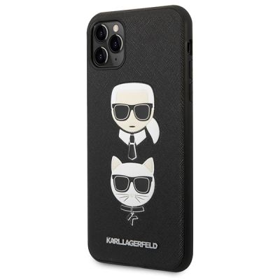2. Karl Lagerfeld Saffiano Karl&Choupette Head Case for iPhone 11 Pro Max - Black