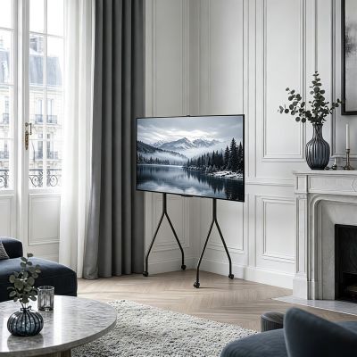 5. MACLEAN TV STAND / TROLLEY FOR MACLEAN TV, ON WHEELS, 37-80", MAX. LOAD 50KG, MAX. VESA 600X400, BLACK, MC-180