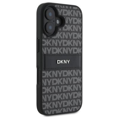 4. DKNY Texture Pattern Tonal Stripe iPhone 16 Case - Black