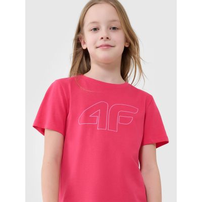 3. Girls' regular printed T-shirt 4F 4FJWSS25TTSHF2176-55S