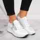 4. Rieker W N6304-80 white leather wedge shoes