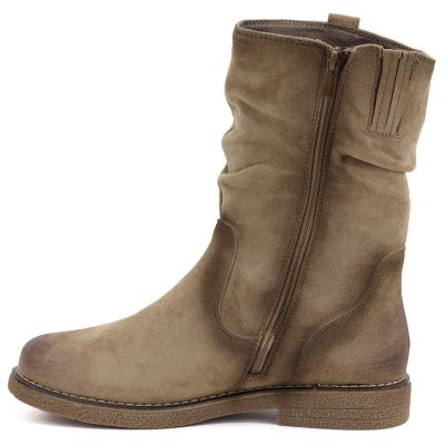 3. Women's insulated ankle boots with a ruffled upper, beige M.Daszyńskie SA296-5