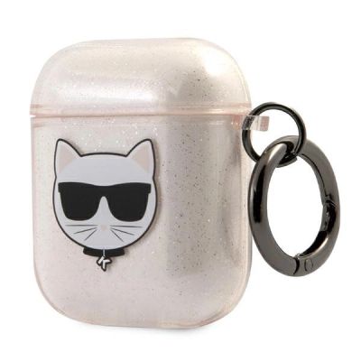 3. Karl Lagerfeld Glitter Choupette Case for AirPods 1 / 2 - Gold