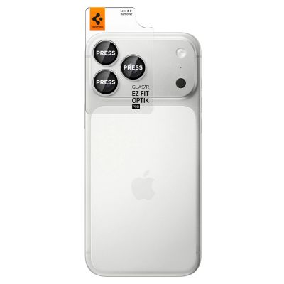 3. Spigen Optik Pro GLAS.TR EZ FIT 2-Pack Tempered Glass Camera Screen Protector for iPhone 18 Pro / 18 Pro Max - Silver
