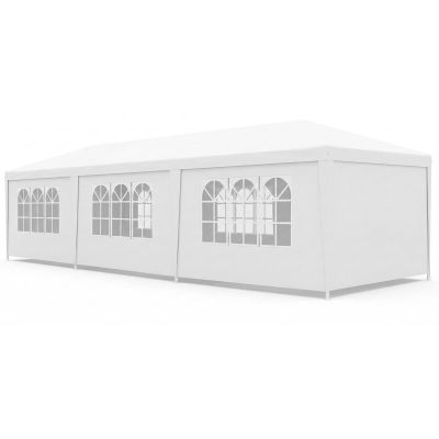 9. GARDEN PAVILION CATERING TENT PE 9x3M + 8 WALLS WHITE