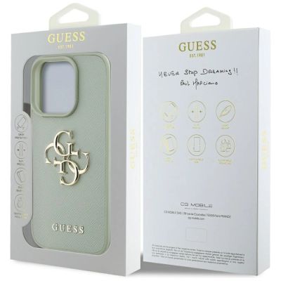 8. Guess Grained Big 4G Logo Small Classic Logo case for iPhone 16 Pro - green