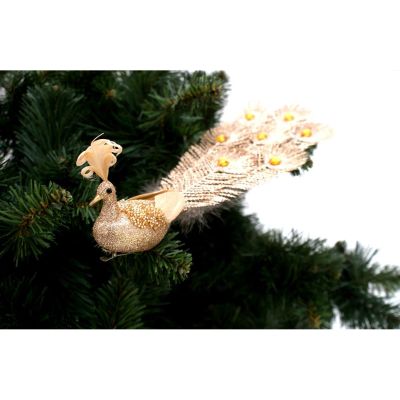 11. DECORATIVE PEACOCK ON A GOLDEN BALL CLIP