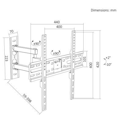 3. MACLEAN TV MOUNT / HANGER 32-55'' MACLEAN TV MOUNT / HANGER, MAX VESA 400X400, 32-55", UP TO 30KG, BLACK, TILT ADJUSTMENT