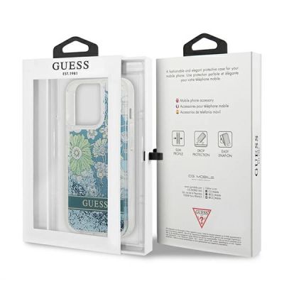 8. Guess GUHCP13LLFLSN iPhone 13 Pro / 13 6.1" green/green hardcase Flower Liquid Glitter