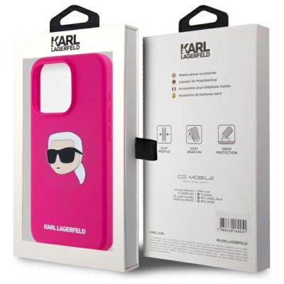 8. Karl Lagerfeld KLHMP15LSKHPPPLF iPhone 15 Pro 6.1" fuchsia/fuschia hardcase Silicone Karl Head Print MagSafe