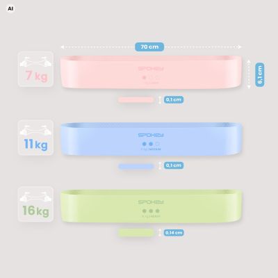 5. A set of three training bands with an anti-slip structure, Spokey JUICY SET