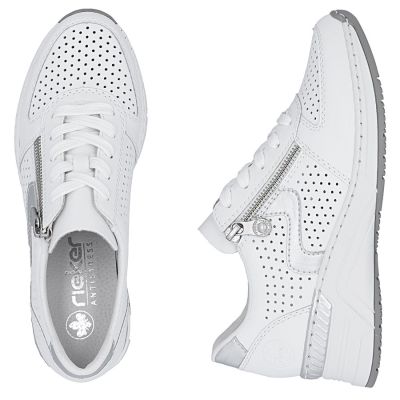 4. Women's leather wedge sneakers white Rieker N4340-80