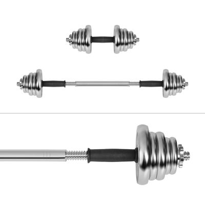 4. REBEL ACTIVE ADJUSTABLE CHROME DUMBBELLS IN CASE WITH BAR, 20 KG SET