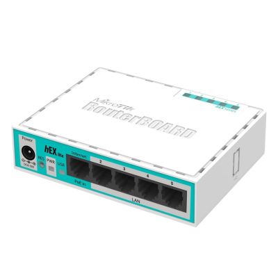 5. Mikrotik hEX lite router (RB750r2) Total Ethernet Ports:5; Architecture:MIPSBE; CPU core: 1