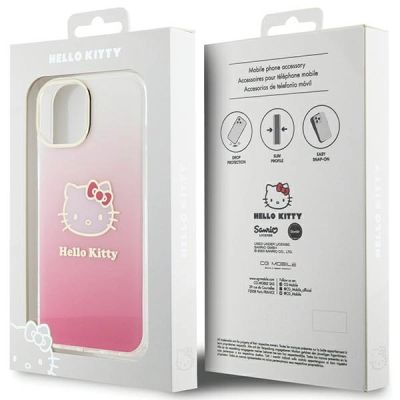 8. Hello Kitty IML Gradient Electrop Kitty Head case for iPhone 15 - pink