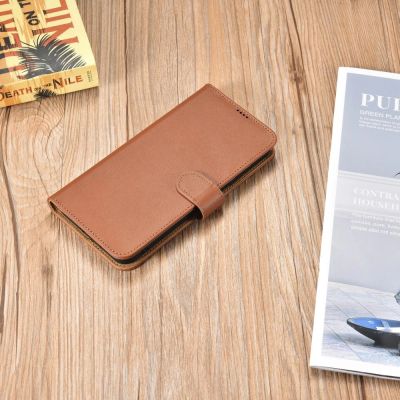 11. iCarer Haitang Leather Wallet Case Leather Case for Samsung Galaxy S22 + (S22 Plus) Wallet Housing Cover Brown (AKSM05BN)