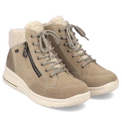 43. Beige waterproof leather ankle boots for women – Rieker L7701-24