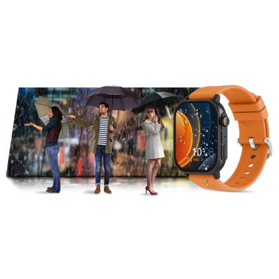 22. Gravity GT15-2 Smartwatch Orange Silicone Strap + Black Bracelet