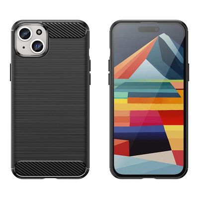 5. Flexible carbon pattern case for iPhone 15 Plus Carbon Case - black