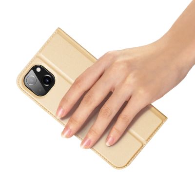 6. Dux Ducis Skin Pro Holster Flip Cover for iPhone 14 Plus gold