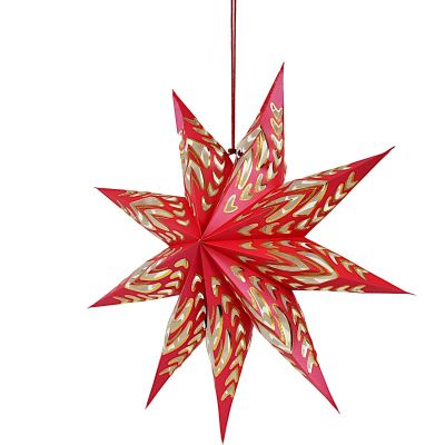 3. DECORATIVE HANGING PAPER STAR FSC 18x60CM RED 9 ARMS MICA