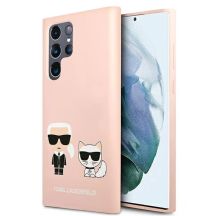 Karl Lagerfeld Silicone Ikonik Karl & Choupette Case for Samsung Galaxy S22 Ultra - Light Pink