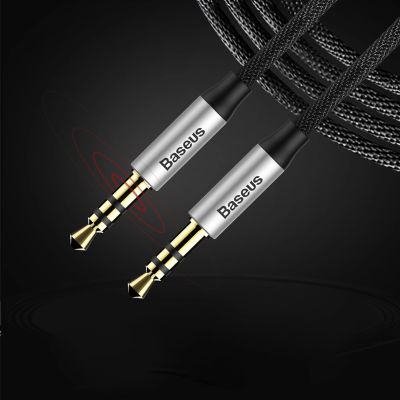 16. Baseus Yiven M30 stereo AUX 3.5 mm audio cable male mini jack 1m silver-black (CAM30-BS1)