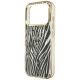 6. Guess IML Zebra Glitter Triangle Logo MagSafe iPhone 17 Pro / 18 Pro Case - Gold