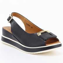 Women's leather wedge sandals black Artiker 58C0086