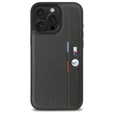 3. BMW M Perforated Tricolor Detail Line iPhone 16 Pro Case - Dark Gray