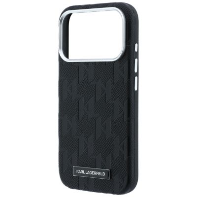 6. Karl Lagerfeld Grained Mono Resin Logo MagSafe Case for iPhone 17 Pro / 18 Pro - Black