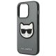 6. Karl Lagerfeld Saffiano Choupette Head Patch case for iPhone 14 Pro - silver