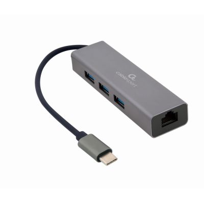 GEMBIRD ADAPTER USB-C -> LAN RJ-45 1GB ON CABLE HUB 3X USB 3.1