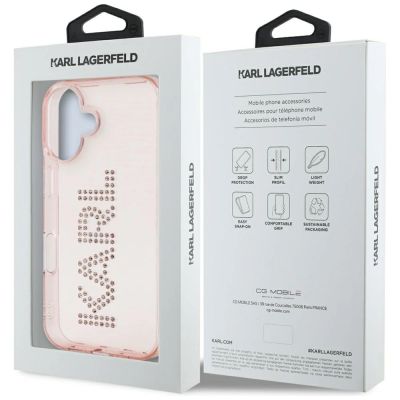 8. Karl Lagerfeld IML Rhinestones Logo iPhone 16 Case - Pink