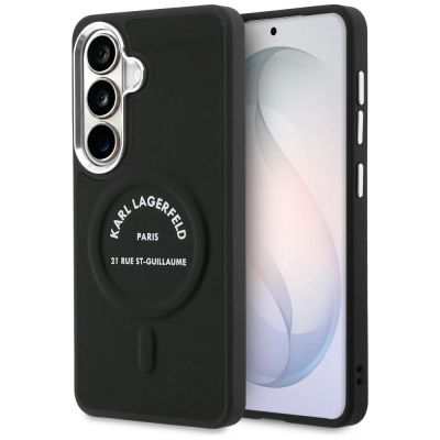 Karl Lagerfeld Embossed Ring RSG Logo MagSafe Case for Samsung Galaxy S26 - Black