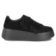 2. Women's leather sneakers on a platform with flowers, suede, black Filippo DP8113