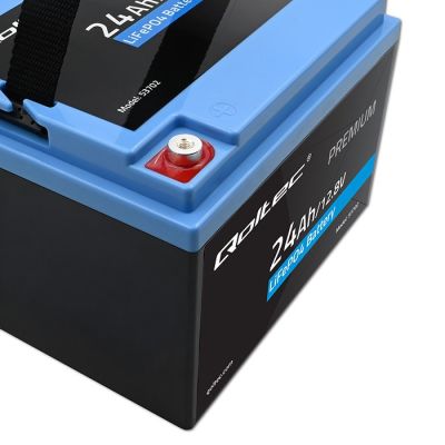 4. Qoltec LiFePO4 Lithium Iron Phosphate Battery | 12.8V | 24Ah | 307.2Wh | BMS