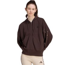Women's adidas Seasonal Essentials Animal Print 3-Stripes Full-Zip Hooded Sweatshirt Brown KV9299