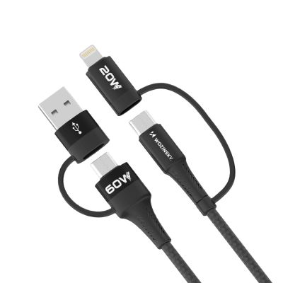 2. Wozinsky WNBAA 4in1 cable 2x USB-C 1x USB-A 1x Lightning 60W 1 m - black